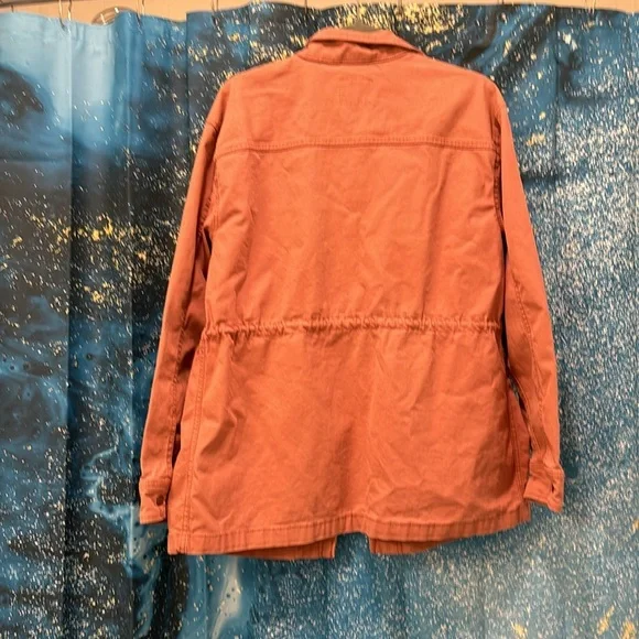 Old Navy Women's Utility Jacket Size Medium Orange Zip Front Drawcord Waist - Picture 4 of 4